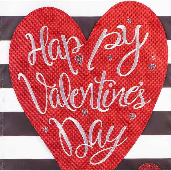 Valentine's Stripe Garden Applique Flag