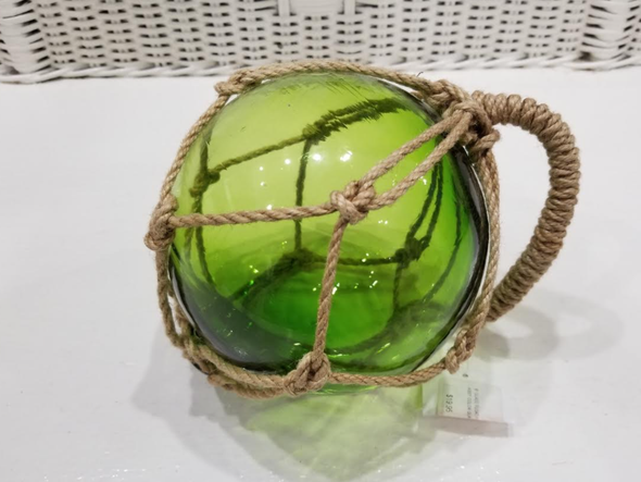 Nautical Fishing Glass Buoy Float in Rope, Decorative Sphere