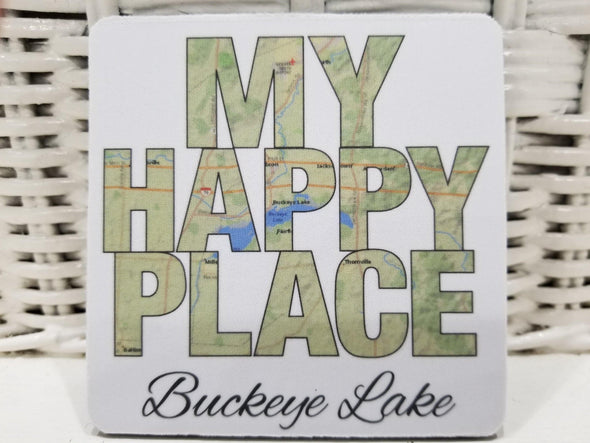 My Happy Place Rubber Coasters - Buckeye Lake Place