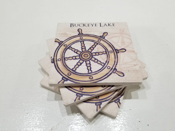 Buckeye Lake Ship Wheel Coaster