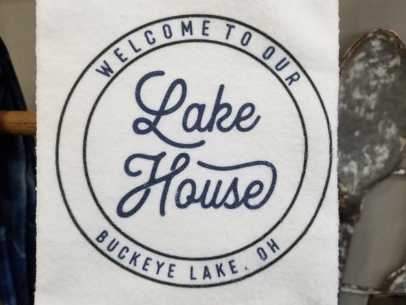 Tea Towel-Lake House-Blue - Buckeye Lake Place