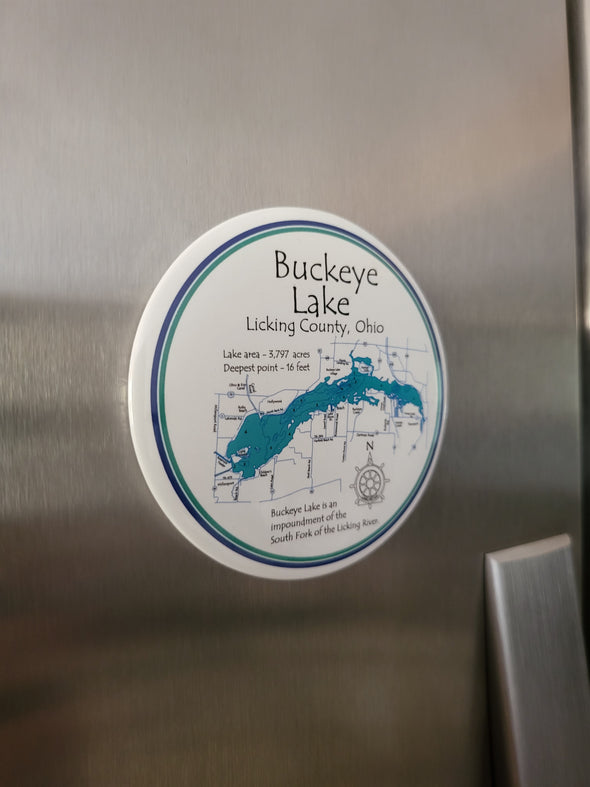 Buckeye Lake Map Round Magnet