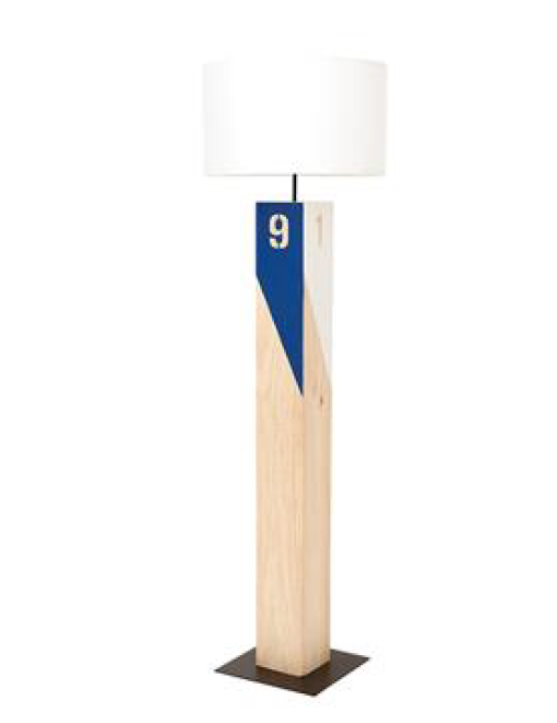Wood with Blue Floor Lamp