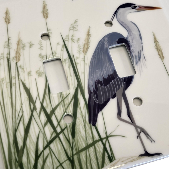 Blue Heron Double Ceramic Switchplate