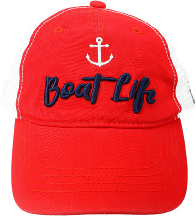Boat Life Red Adjustable Mesh Hat - Buckeye Lake Place