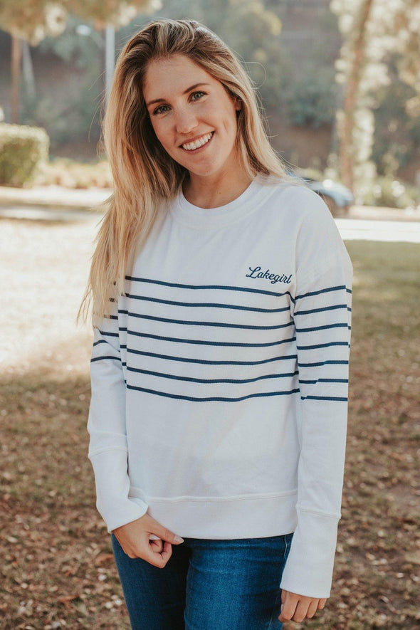 French Terry Stripe Crew Neck - Buckeye Lake Place