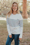 French Terry Stripe Crew Neck - Buckeye Lake Place