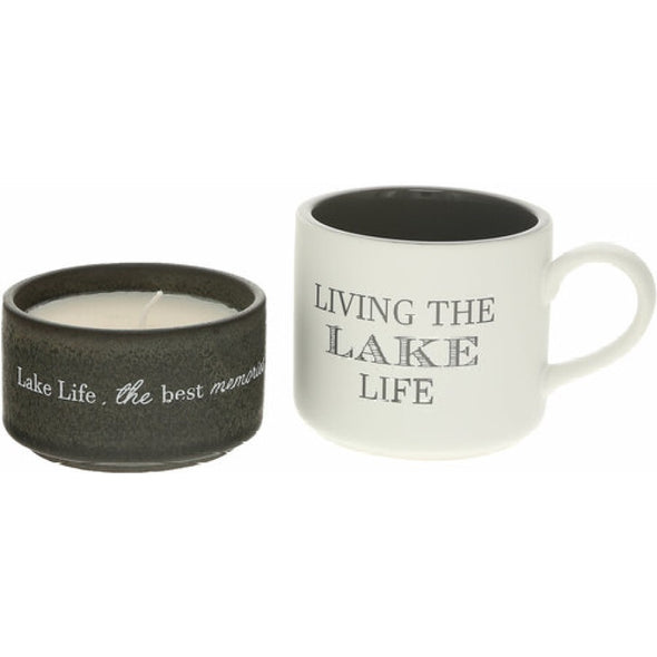 Lake - Stacking Mug and Candle Set 100% Soy Wax Scent: Tranquility