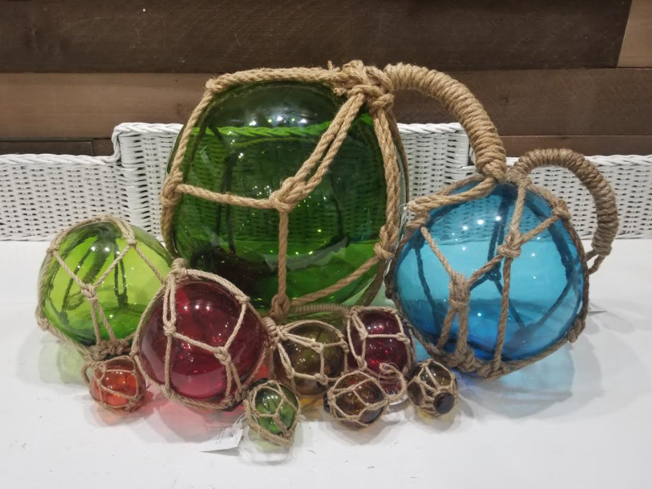 Nautical Fishing Glass Buoy Float in Rope, Decorative Sphere Netted Hanging  Ornament, Assorted – Buckeye Lake Place