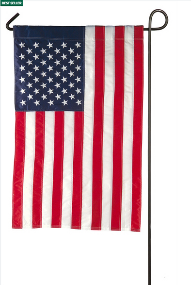18 Inch Red White and Blue Garden Size Flag With American Flag Design