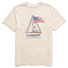 White Crew Neck Crusher Tee With Sailboat with American Flag and Other Nation's Flag Design