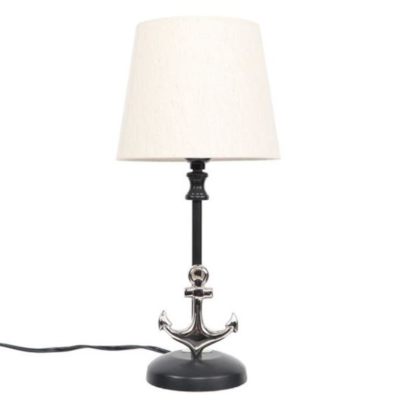 17 Inch Table Lamp With Aluminum Lamp Base with Embossed Steel Anchor Accent
