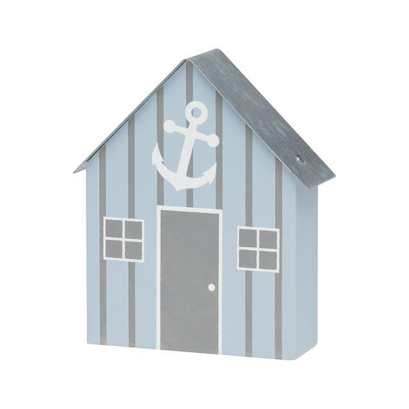 4 Inch Blue and Grey House Block Sign In House Cutout Design With Imprinted White Anchor