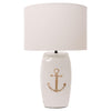24 Inch Stone Table Lamp in Glaze Cement Base With Anchor Design