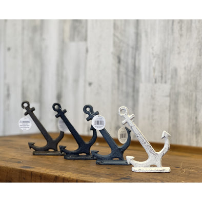4 Inch Cast Iron Angled Hooks Featuring Anchor Design 