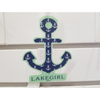 A Vinyl Sticker Featuring An Anchor Design With Blue Background And White Small Anchors Designs