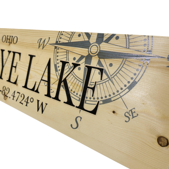 Buckeye Lake Coordinate Wooden Sign