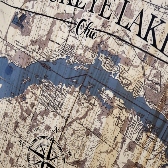Round Buckeye Lake Wooden Map 18"