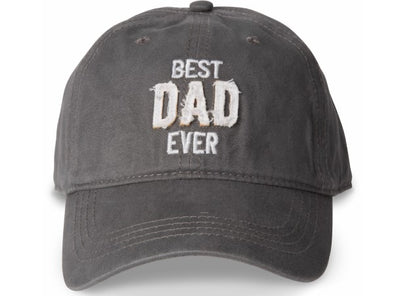 Adjustable Back Closure Dark Gray Cap Featuring Embroidered and Appliqued "Best Dad Ever" Sentiment
