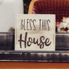 6 Inch Rustic Wood Tiles Featuring Hand-Painted "Bless This House" Sentiment