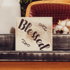 6 Inch Rustic Wood Tiles Featuring Hand-Painted "Blessed" Sentiment