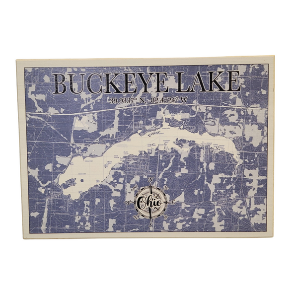 Wooden Planks Wall Decor Featuring The Buckeye Lake Map