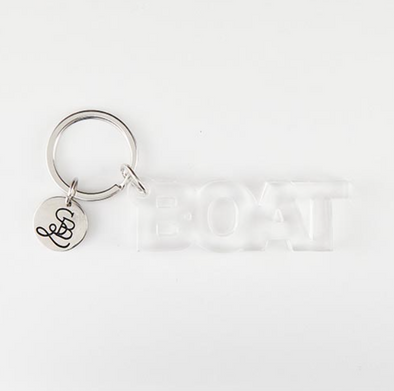 Clear Word Boat Acrylic Keychain With Metal Creative Brands Logo