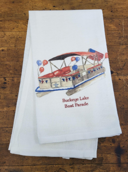 Boat Parade with Location Dish Towel