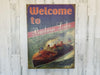 31 Inch and 23 Inch Wooden Wall Decor Sign Featuring "Welcome to Buckeye Lake Ohio" Sentiment with Boat Design