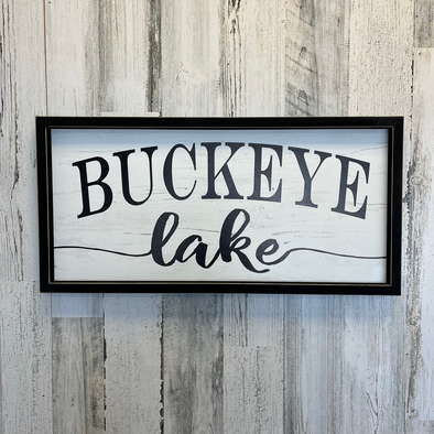 12 Inch Black And White Wooden Frame Featuring "Buckeye Lake" Text