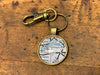 Antique Brass Round Buckeye Lake Map Keychain