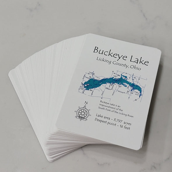 White Playing Cards With Blue Buckeye Lake Map Design