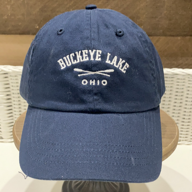 Adjustable Back Closure Cap With Embroidered Crossed Paddle Design and Buckeye Lake Ohio Phrase