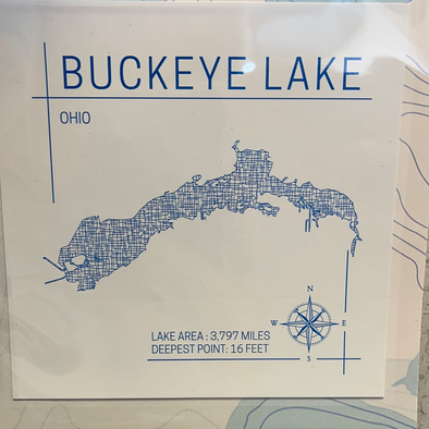 Blue Buckeye Lake Logo with Buckeye Lake Ohio Phrase Vinyl Decal