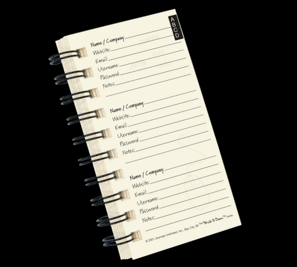 Online Accounts, My Password Mini Journal