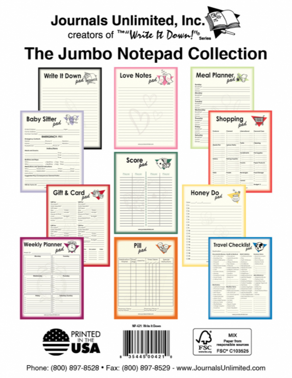 Jumbo Notepad, Meal Planner