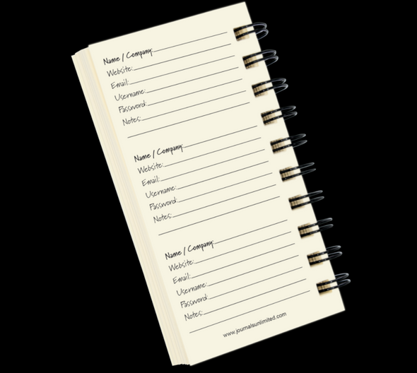 Online Accounts, My Password Mini Journal