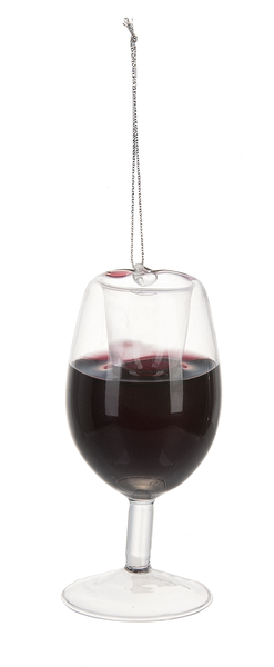 Christmas Tree Merlot Wine Glass Ornament With Red Liquid Inside And String Handle