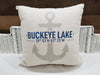 18 Inch Square Pillow Featuring "Buckeye Lake" Sentiment and Imprinted Anchor Graphic Designs