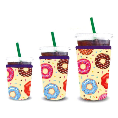 Coffee Insulator Sleeve With Multiple Color Donut Pattern