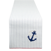 Red, White, and Blue Patriotic Designed Embellished Table Runner Featuring Navy Blue Anchor Design with Red Border
