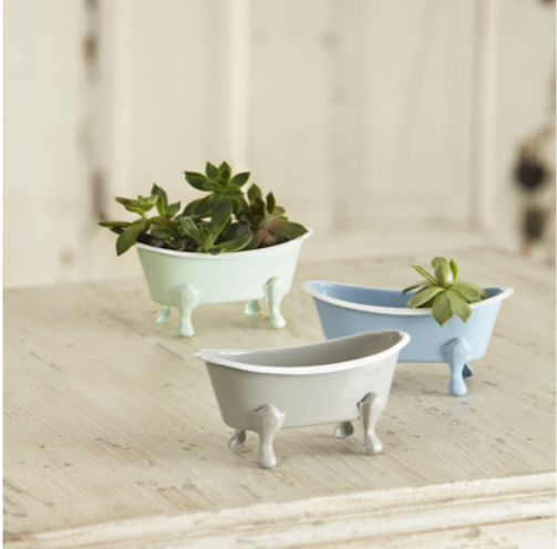 5.5 Inch Blue, Green, Gray, and White Enamel Mini Bathtub 