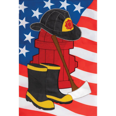 Firefighter Applique Garden Flag