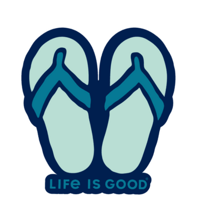 Blue Flip Flops Die Cut Sticker With Life is Good Phrase