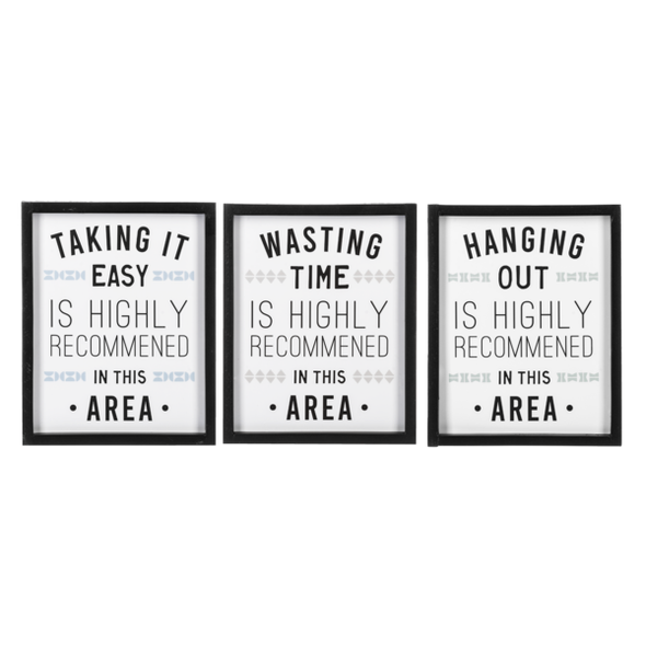 10 Inch Wooden Framed Wall Decor With Black And White Color Featuring "Highly Recommended In This Area" Text