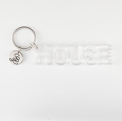Clear Word House Acrylic Keychain With Metal Creative Brands Logo