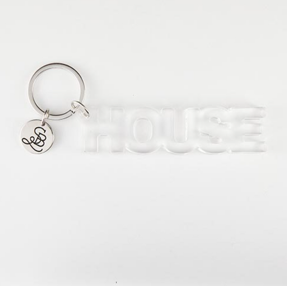 Clear Word House Acrylic Keychain With Metal Creative Brands Logo