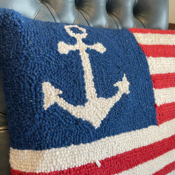 Anchor American Flag Hook Pillow