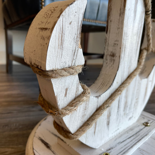 Harbor Distressed White Anchor Table