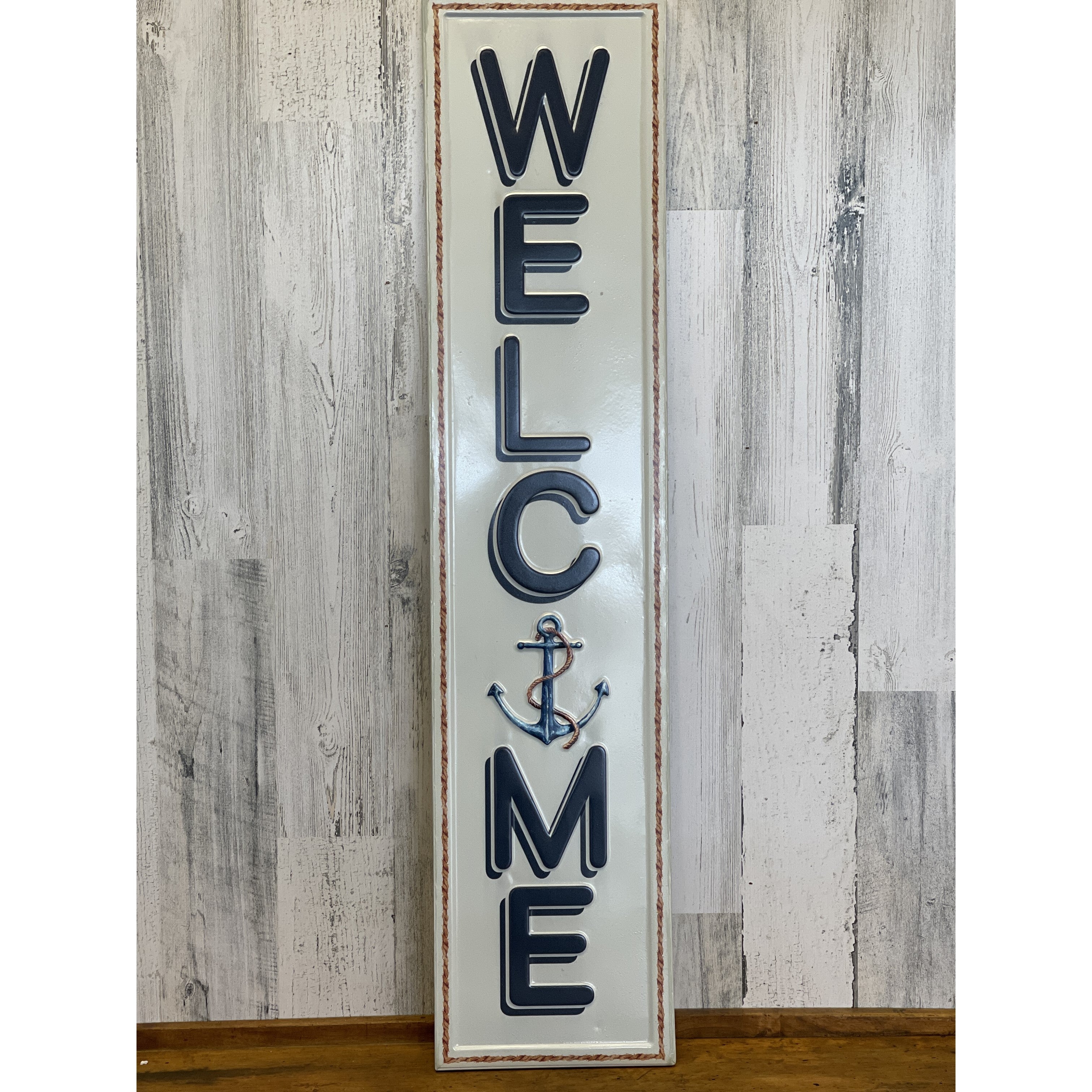 Welcome Anchor Embossed Sign, Home Sign with an Anchor Design, Welcome ...